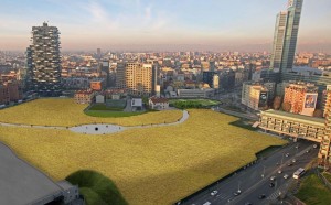 Render: Wheatfield, opera ambientale a Milano