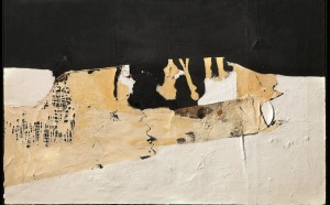 Alberto Burri, Bianco Nero, 1952, olio, acrilico e pittura polivinilica su tela, 50 x 80 cm – Robilant+Voena, Londra – Milano – St. Moritz