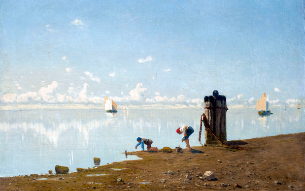 Guglielmo Ciardi, Veduta sulla laguna, olio su tela, 73 x 98 cm
