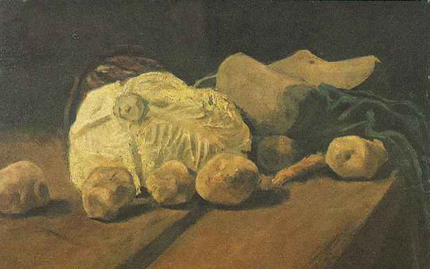 Vincent Van Gogh, (particolare) Natura Morta con cavolo e zoccoli, 1881