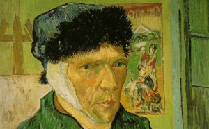 Vincent Van Gogh, (particolare) Autoritratto con l'orecchio bendato, 1889