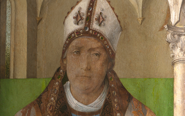 Giusto di Gand e Pedro Berruguete, Sant’Ambrogio, Dipinto su tavola, 117 x 65 cm, Urbino, Galleria Nazionale delle Marche © M2ADL