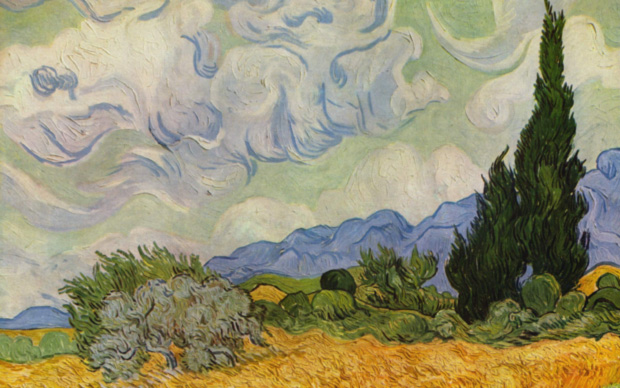 Vincent Van Gogh, (particolare) Campo di grano con cipressi, settembre 1889