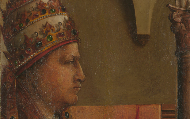 Giusto di Gand e Pedro Berruguete,  Pio II, Dipinto su tavola, 116 x 52 cm,  Urbino, Galleria Nazionale delle Marche © M2ADL