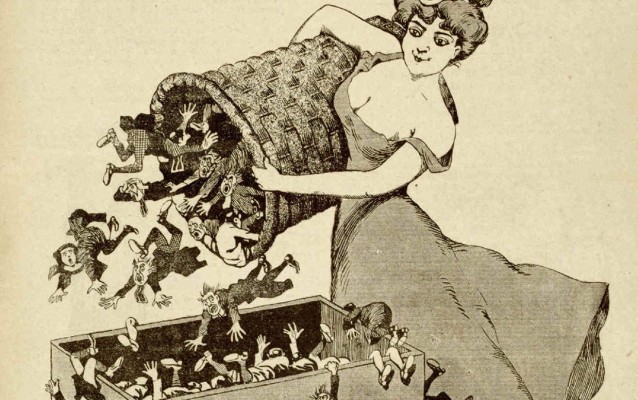 A la poubelle, illustrazione satirica da Le Corbeaux, 1905