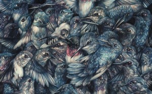 Marco Mazzoni, Funeral for a Friend, 2015, matite colorate e inchiostro su carta moleskine, cm 21x26