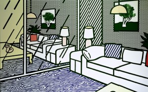 Roy Lichtenstein Wallpaper with blue floor interior, 1992 260x385 cm Collezione privata, Roma