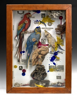 Joseph Cornell
Habitat Group for a Shooting Gallery, 1943
Mixed media, 39.4 x 28.3 x 10.8 cm
Purchased with funds from the Coffin Fine Arts Trust; Nathan Emory Coffin Collection of the Des Moines Art Center, 1975.27
Photo Collection of the Des Moines Art Center
(c) The Joseph and Robert Cornell Memorial Foundation/VAGA, NY/DACS, London 2015