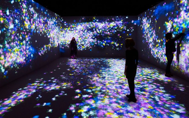 Flowers and People, Cannot be Controlled but Live Together – Dark teamLab, 2015, Interactive Digital Installation Courtesy of teamLab and START Art Fair