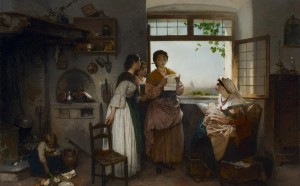 Gerolamo Induno, Donne romane, scena contemporanea, 1864, olio su tela, 76 x 102,2 cm, collezione privata