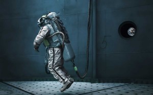 Michael Najjar, liquid gravity, 2013 132 x 202 cm fotografia ibrida, archival pigment print, diasec, telaio su misura in alluminio, mostra Outer Space - Studio La Città, Verona