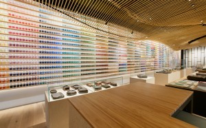 kengo-kuma-architettura-design-interni-pigment-warehouse-terrada-tokyo-giappone-negozio-belle-arti-colorificio