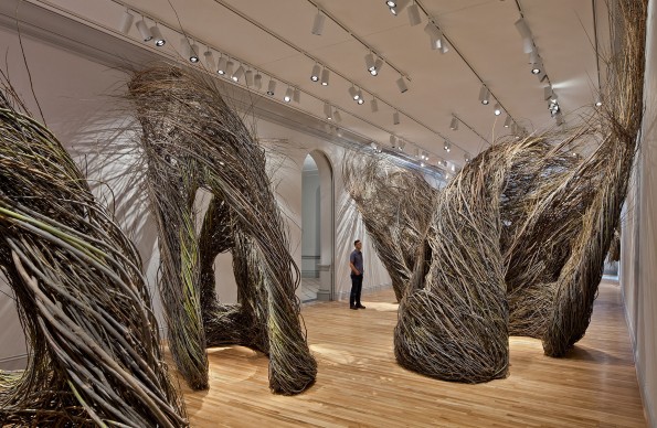 Patrick Dougherty, Shindig, 2015. Renwick Gallery of the Smithsonian American Art Museum. Photo by Ron Blunt