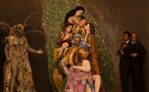 tableau vivant tratto da klimt vita e morte, fotografia di inge prader per life ball
