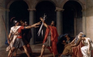 Jacques-Louis David, Il giuramento degli Orazi, 1785, Parigi, Louvre