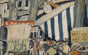 Joaquín Torres-García (Uruguayan. 1874–1949). Entoldado (La Feria) (Canopy [The fair]). 1917. Oil on canvas, 20 1/16 x 28 9/16″ (51 x 72.5 cm). Private collection. © Sucesión Joaquín Torres-García, Montevideo 2015