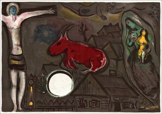 Marc Chagall, Natività, 1941  La Natività ricorre anche nelle produzione artistica più recente. Il delicato dipinto di Chagall si inserisce nell’ambito dei soggetti religiosi rappresentati dal pittore russo, con una tecnica fedele a quella dei soggetti laici. Onirica e quasi fiabesca, l’opera oppone a una Madonna con Bambino, eterea e sospesa sul lato sinistro del dipinto, un Cristo crocifisso fluttuante sopra una distesa di rose e di simboli dai colori vivaci. Una lettura in chiave contemporanea di un soggetto millenario.
