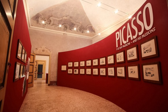 Veduta della mostra Picasso e le sue passioni a Palazzo Vistarino, Pavia, fino al 20 marzo 2016. Photo credit: F. Bruciamonti