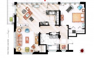 piantina del residence di dexter morgan disegno di Iñaki Aliste Lizarralde