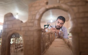 Mahmoud modello in miniatura Palmyra campo profughi siriani Giordania