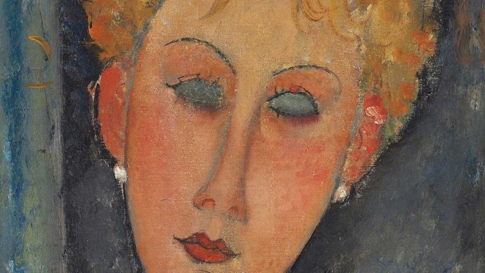 Particolare di un dipinto di Amedeo Modigliani
