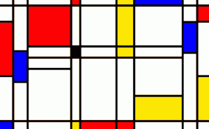 pongdrian gif animata ispirata a dipinto di mondrian e videogame pong