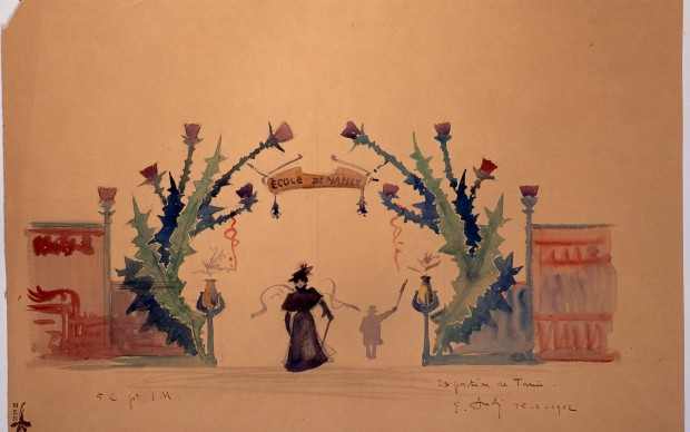 Émile André Uno dei sei progetti di portico per la mostra della Ecole de Nancy a Torino, 1902 Acquarello e matita su carta, 47 x 38,2 © Musée de l’Ecole de Nancy - Villa Majorelle
