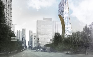 Kengo Kuma, render del progetto Alberni by Kuma. Photo credit: KKAA