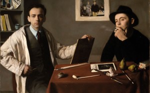 Antonio e Xavier Bueno, Doppio autoritratto, 1944, olio su tela, cm 74×100 Ivrea, Museo Civico Pier Alessandro Garda
