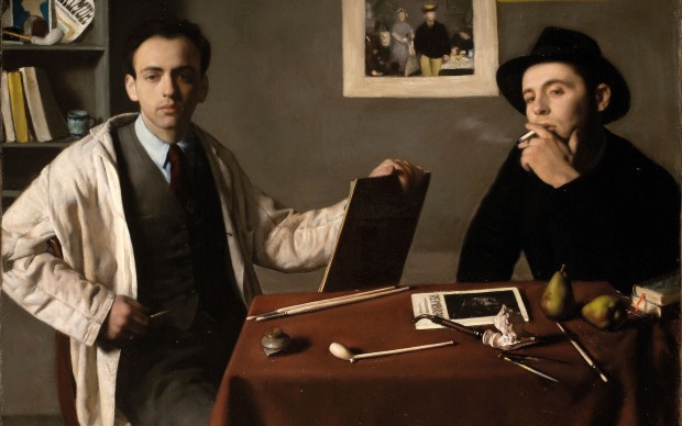 Antonio e Xavier Bueno, Doppio autoritratto, 1944, olio su tela, cm 74×100 Ivrea, Museo Civico Pier Alessandro Garda
