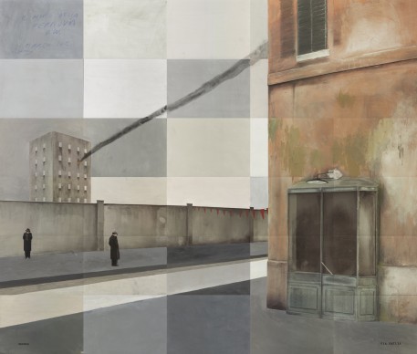 Paolo Ventura, Via Emilia #3, 2016, Fotografia dipinta e collages, opera unica, 130 x 150 cm © Paolo Ventura