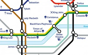 mappa metropolitana londra nomi personaggi opere william shakespeare centenario
