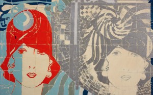 Giosetta Fioroni, Liberty viennese, smalti colorati su tela, 100 x 140 cm