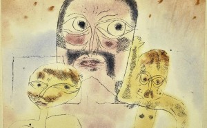 Paul Klee (1879 - 1940) Drei Köpfe (Trois têtes) 1919 Lithographie rehaussée d'aquarelle 13 x 14,5 cm Inscriptions : S.D.H.DR. : KLEE 1919//LITHO HANDKOLOR Don M. Heinz Berggruen, 1972 Numéro d'inventaire : AM 1972-7