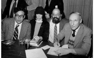 Carl Solomon, Patti Smith, Allen Ginsberg and William S. Burroughs at the Gotham Book Mart celebrating the reissue of JUNKY, NYC, 1977