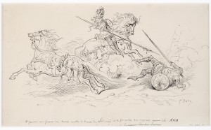 Gustave Doré Disegno preparatorio per l’edizione illustrata del Roland furieux (Paris, Hachette, 1879) Illustrazione per il canto XVII, stanza 93 penna, inchiostro su carta; mm 145 x 245 inv. 55.992.13.67 Strasburgo, Musée d’art moderne et contemporain