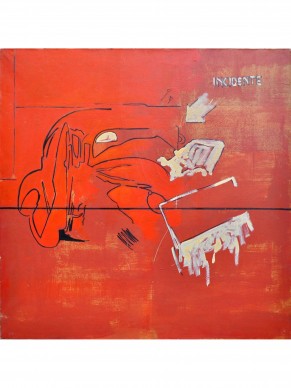Mario Schifano, Incidente, 1961, smalto su carta intelata, 100x100 cm