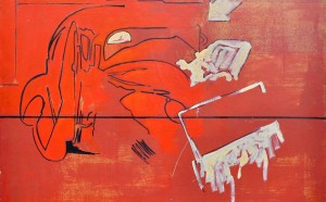 Mario Schifano, Incidente, 1961, smalto su carta intelata, 100x100 cm