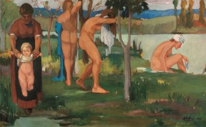 Ardengo Soffici (Rignano sull’Arno, Firenze 1879 – Vittoria Apuana, Forte dei Marmi, Lucca 1964) Il bagno 1905 Olio su tela, cm 199x400 Collezione privata