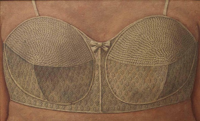 Domenico Gnoli, Reggiseno, 1964, acrilico e sabbia su tela