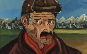 Antonio Ligabue, Autoritratto con berretto da motociclista, s.d. (1954-1955), olio su tavola di faesite, 80 x 70 cm, Gualtieri (Reggio Emilia), collezione privata