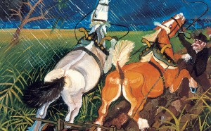 Antonio Ligabue, Cavalli imbizzarriti, s.d. (1948-1950). Olio su tavola di faesite, 62x57 cm, Collezione privata