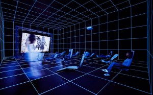 Hito Steyerl (b. 1966), Factory of the Sun, 2015. High-definition video, color, sound; 22:56 min., looped; with environment, dimensions variable. Installation view: Invisible Adversaries, Hessel Museum of Art, Bard College, Annandale-on-Hudson, New York, 2016. Bard College, Annandale-on-Hudson, New York; Marieluise Hessel Collection. Image courtesy of the artist and Andrew Kreps Gallery, New York. Photograph by Sarah Wilmer