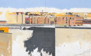 Giorgio Ortona, Aglio, olio e peperoncino, 2016, olio su tavola, 61x240 cm