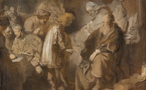 Rembrandt van Rijn, Joseph Telling His Dreams, 1633, grisaille, Rijksmuseum, Amsterdam, purchased with the support of the Vereniging Rembrandt and the Stichting tot Bevordering van de Belangen van het Rijksmuseum
