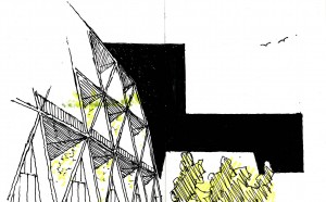 Il disegno di Eton Leniz parte della mostra Sketchs for Syria