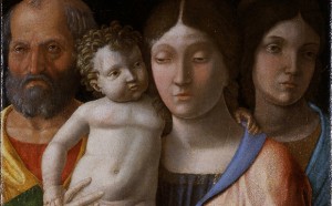 Andrea Mantegna, Sacra Famiglia con una Santa, tempera su tela, Verona, Museo di Castelvecchio