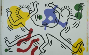 Keith Haring, Untitled, 1986, acrilico e olio su tela, 245 x 369 cm, Hong Kong, collezione privata © Keith Haring Foundation