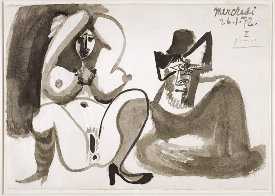 Pablo Picasso, Nu et homme assis, 1972, Collection Klewan
