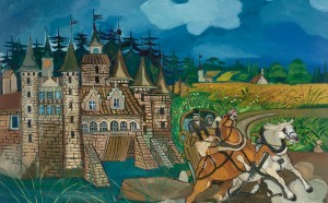 Antonio Ligabue, Diligenza con castello, 1957-1958, olio su tela, 70x100 cm